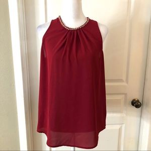 3/$20 Violet & Claire burgundy blouse with beaded neckline